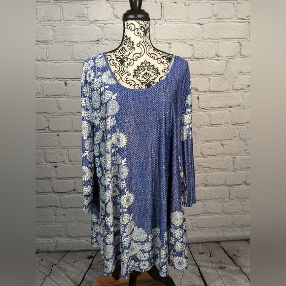 Lily Women's Long Sleeve Stretch Knit Floral Print Top Plus Size 4xl B15a - Picture 1 of 11